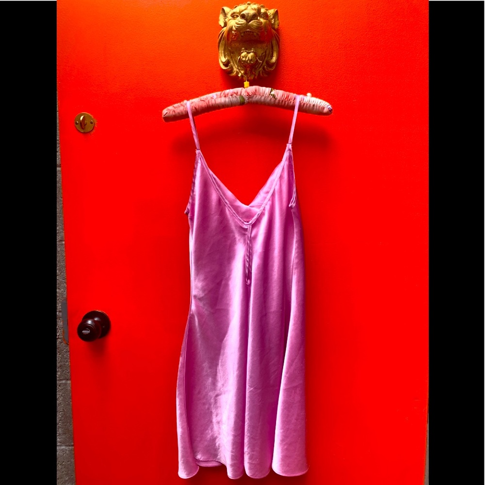 Pink mid leg silk nightie. Fits like a medium